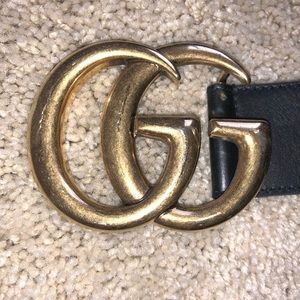 Gucci Double G leather belt. Large GG. Size 70.